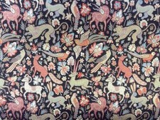 Traditional  Fabric Vintage Woodland Tapestry Designer  Curtain/Upholstery Black