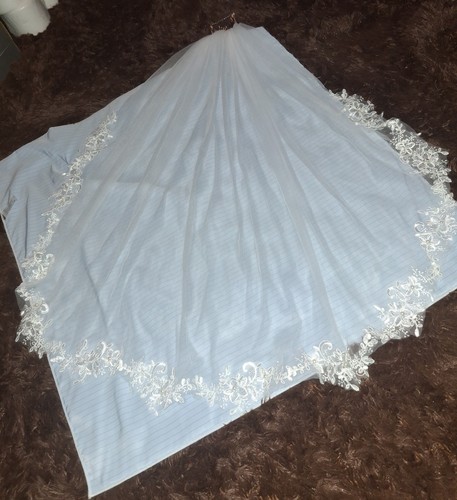 New white wedding veil - veil, 38"