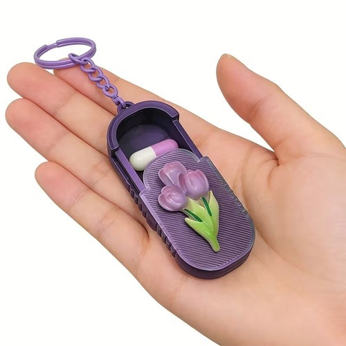 Portable pill case - pill, keyring