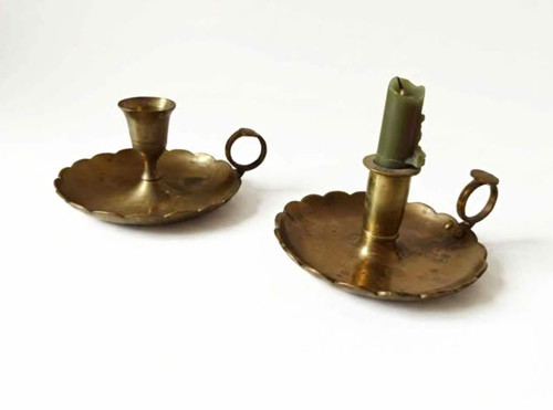 Brass chamberstick candlestick - brass,