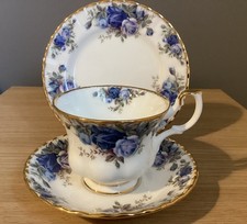 Royal Albert Moonlight Rose Tea Cup Saucer  & Side Plate Set Trio 1st 