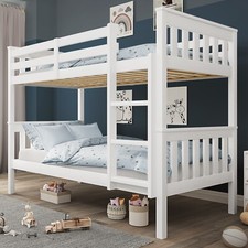 Double Bunk Bed for Kids Twin Sleeper Solid Pine Wooden 3FT Single Bed Frame