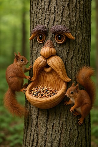 Tree face bird feeder - tree,