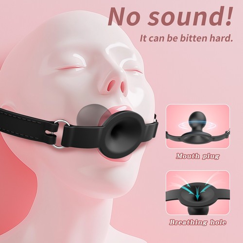 Silicone open mouth ball gag - open,