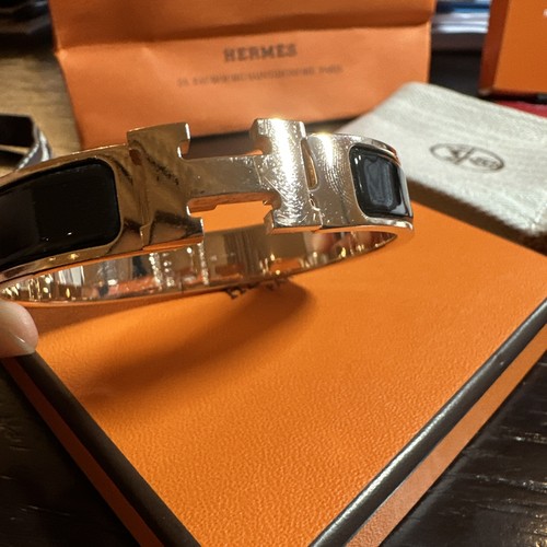 Hermes clic bracelet black - hermes, h