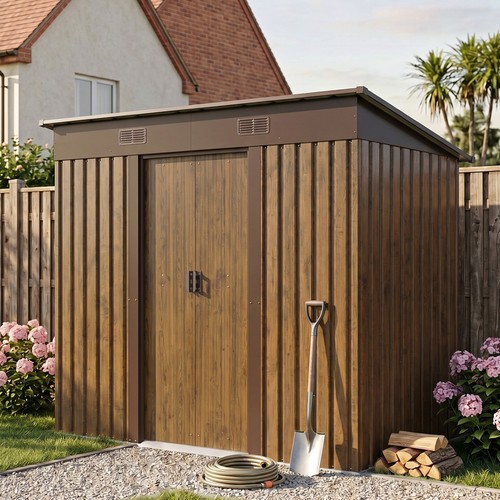 4x8ft garden shed metal pent - garden,