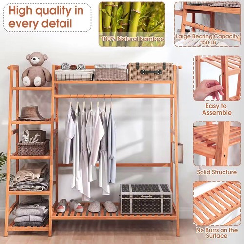 Heavy duty wooden clothes - wooden, rail