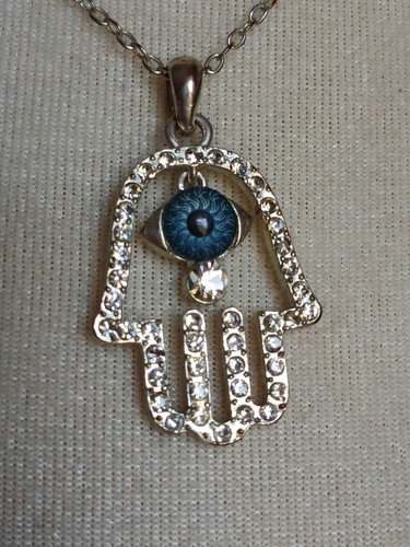 Silver tone hamsa evil - tone,