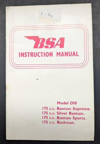 Bsa bantam d10 175 instruction - d10,