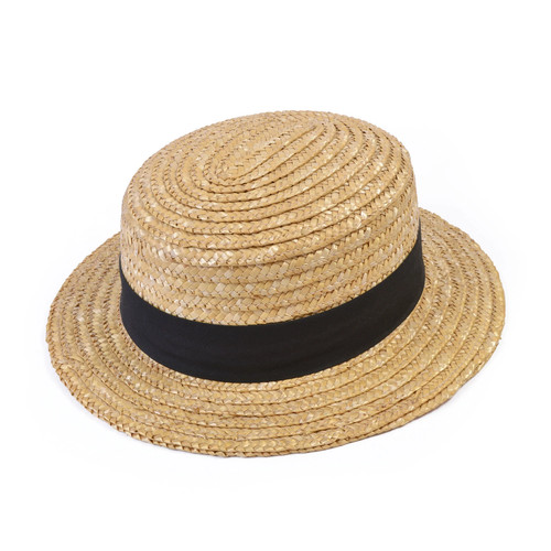 Classic straw boater hat - straw,