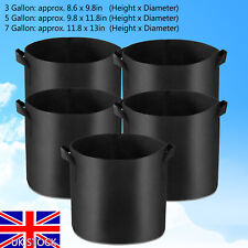 Pack of 10 Fabric Grow Pots Breathable Planter Bags 3/5/7 Gallon Bags UK