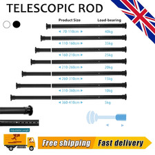 50-410cm Net Curtain Tension Rod Pole Rods Rail Extendable Voile Spring Loaded