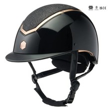 CHARLES OWEN KYLO RIDING HAT Black Gloss Rose Gold Sparkly Large  58cm-61cm EQx