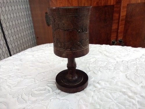 Vintage wood wine - wood, goblet