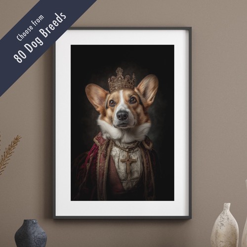 Royal dog portrait print - royal,