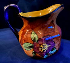 Vintage H & K Tunstall milk  jug. Hand Painted Viola Pattern. 1933 to 42 Signed.