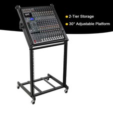 12U Mobile DJ Deck Stand Turntable Mixer Laptop DJ Equipment Desk Table Black