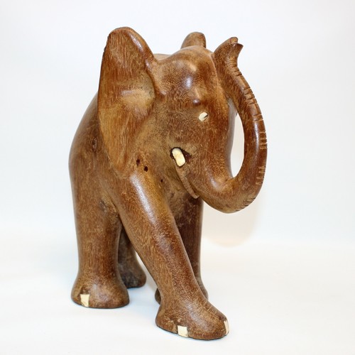 Vintage large wooden elephant - wooden,