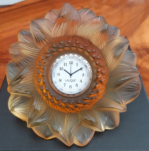 Lalique amber sun clock - amber,