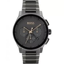 Hugo Boss HB1513814 Peak Mens Black Stainless Steel Chronograph Watch UK Stock