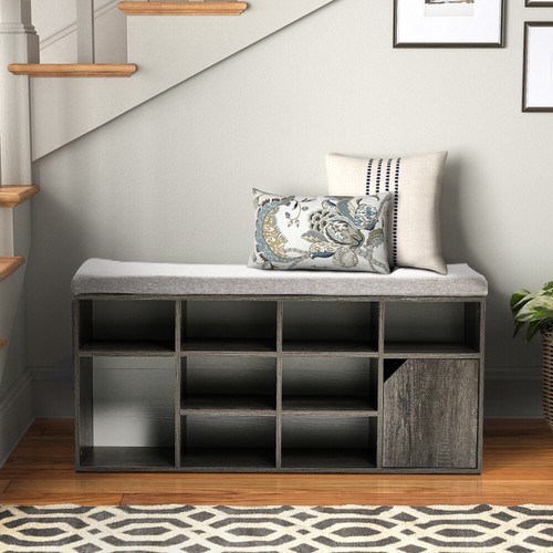 Grey padded shoe rack - grey,