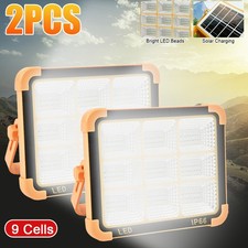 2X 4800W Rechargeable LED Work Light Solar Cordless Portable Floodlight 5 Modes