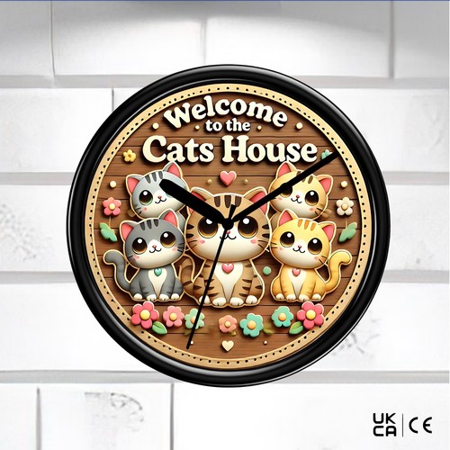Cats house wall - clock, gift