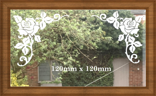 Etched glass vinyl rose corner - vinyl,