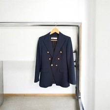 ZARA Navy Double Breasted Blazer with Gold Buttons Size S New Without Tags