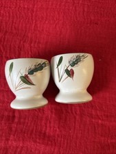 Egg Cups - 2x DENBY Egg Cups - Vintage - Wheatsheaf / Green Wheat Sheaf