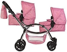 Twin Dolls Pram Pink