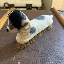 Vtg Rare Ooak Sawdust Stuffed Terrier Dog Mohair Glass Eyes Brush Old!