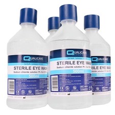 4x SALINE Eye Wash & Wound Bottles Sterile Solution Clean Irrigation Set 500ml