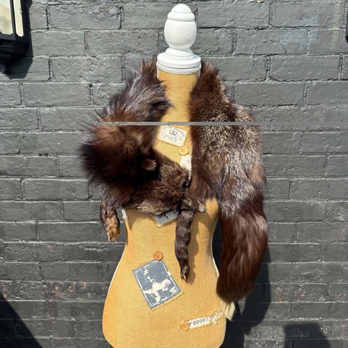 Vintage dark brown real fox - brown,