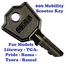606 Mobility Scooter Ignition Key For Liteway, TGA, Pride, Roma, Rascal, Tzora