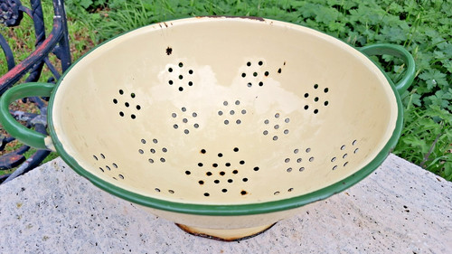 Vintage enamel colander - enamel,