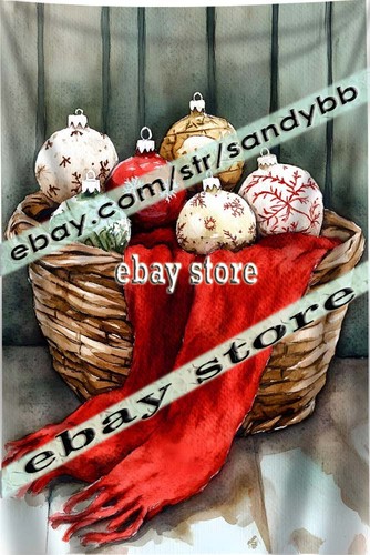 Winter basket tapestry - basket,