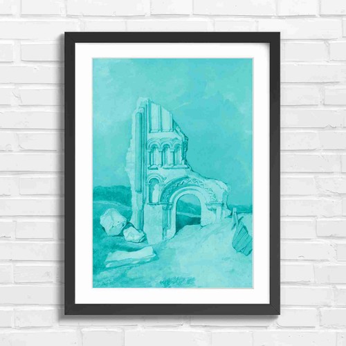 Ruined stone arch with arched - arch,