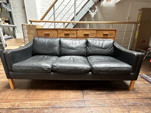 Danish leather sofa seater - sofa,, 3
