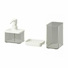 IKEA BROGRUND 3-piece bathroom set Soap dispenser,Soap dish,Toothbrush Holder