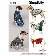 SIMPLICITY 8824 DOG COATS Sewing Pattern Sizes S-M-L 5 Styles FOR SMALLER DOGS