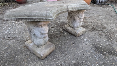 Concrete garden bench - concrete, with