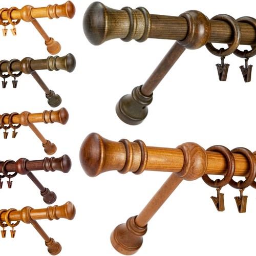 Wooden curtain pole - curtain, single