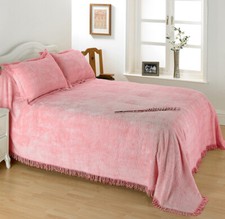 Diana Cowpe PINK Bedspread Candlewick Geneva Design Cotton Chenille Bed Throw 