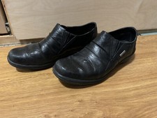 Romika Black Distressed Leather Slip-on Shoes Uk 8 Eu 42