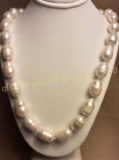 10-12MM NATURAL WHITE SOUTH SEA FRESHWATER CULTURED BAROQUE PEARL NECKLACE