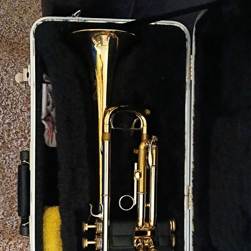 Gold trumpet with piston - gold,