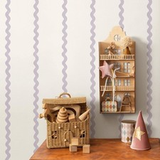 Lilac Wavy Stripe Wallpaper