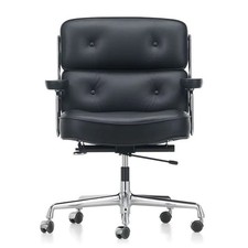 ES104 Lobby Office Chair – Genuine Italian Leather, Chrome Base, Black Colour