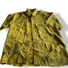 vintage men's hawaiian printed green silk vintage shirt for men made in italy L
